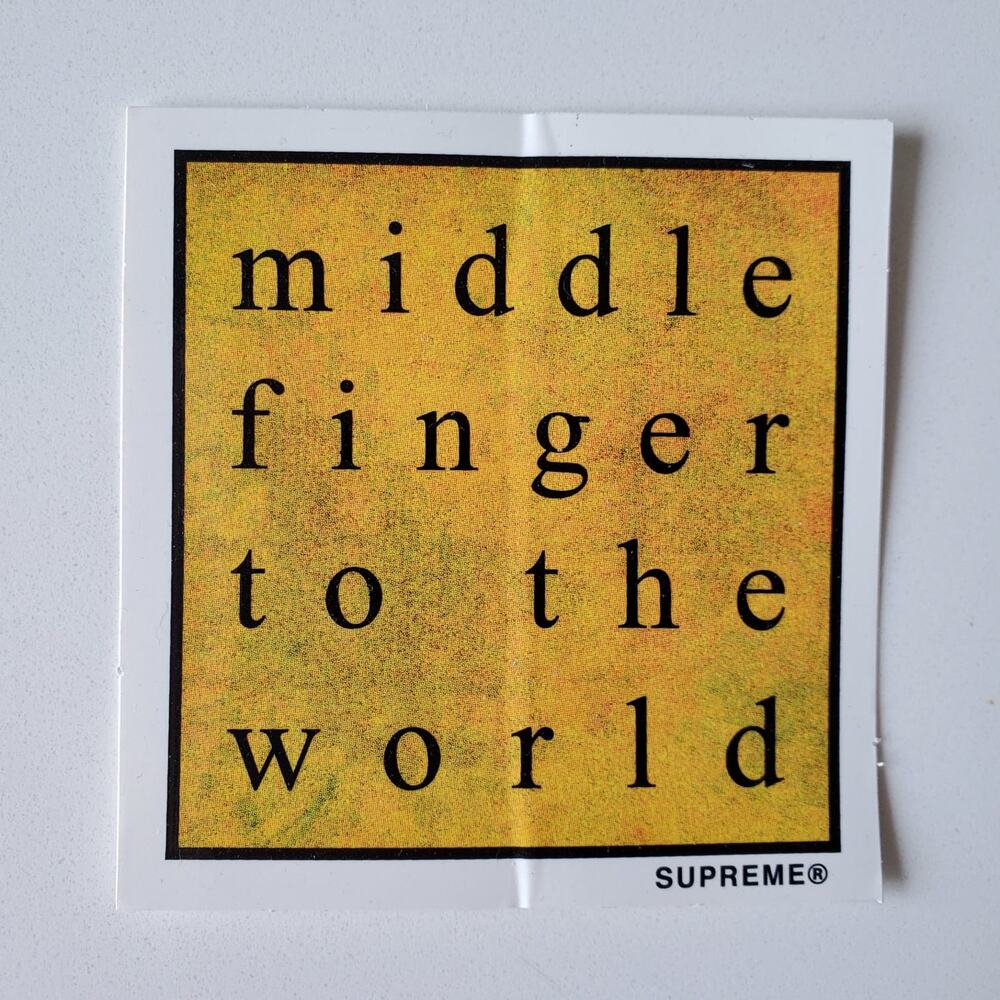 SUPREME Middle Finger To The World Sticker Logo, 3in